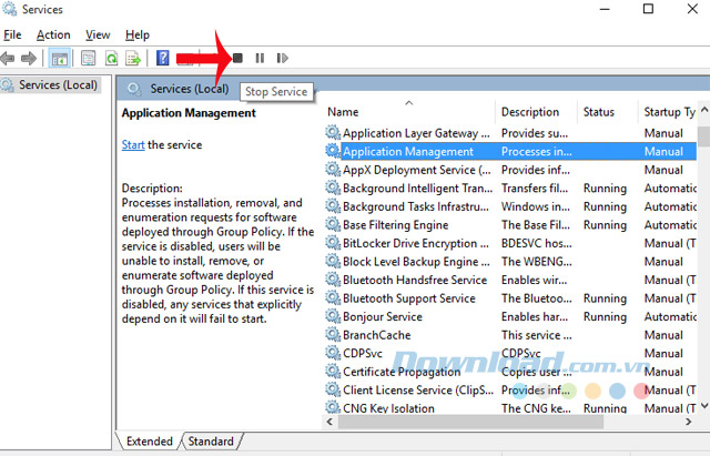 Dừng dịch vụ Dừng dịch vụ
