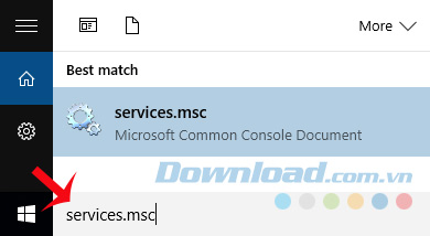 Nhập từ khóa Services vào ô tìm kiếm Nhập từ khóa Services vào ô tìm kiếm