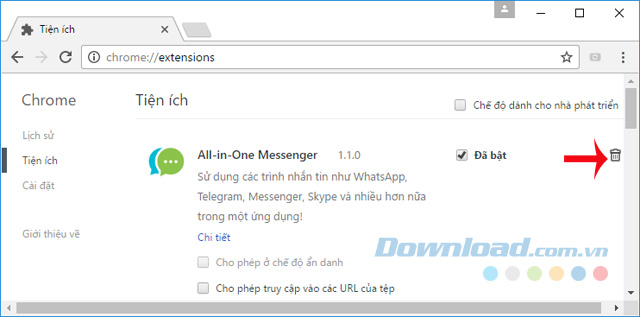 Xóa Addon Xóa Addon