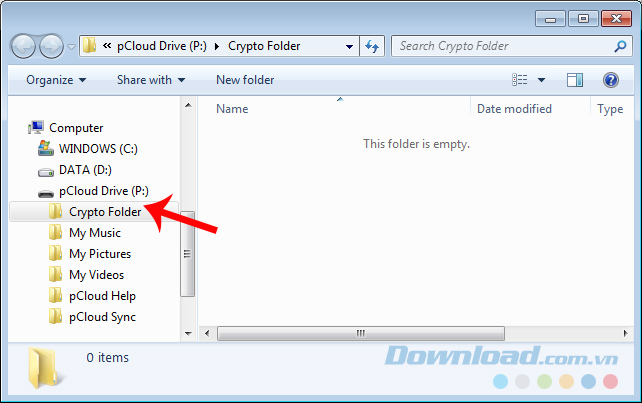 Thư mục pCloud trên máy tính Thư mục pCloud trên máy tính