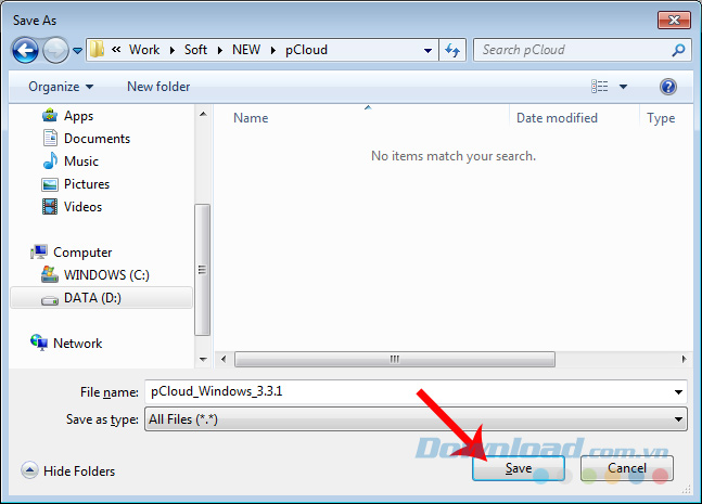 Save file cài pCloud Save file cài pCloud
