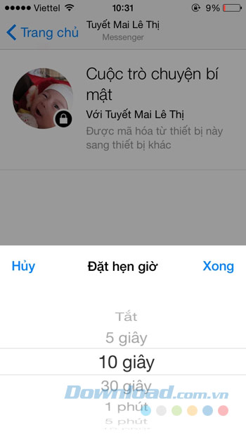 Hẹn giờ tự hủy tin nhắn Hẹn giờ tự hủy tin nhắn