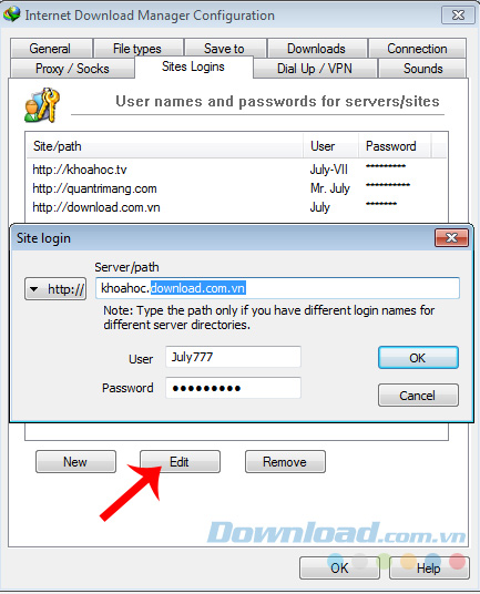 Sửa thông tin trang
