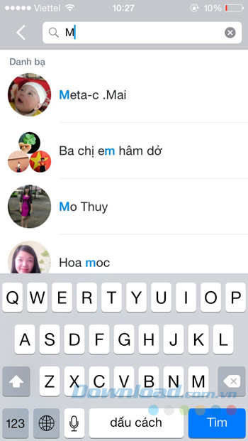 Tìm kiếm danh bạ