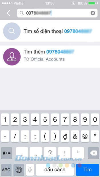 Tìm kiếm theo số điện thoại