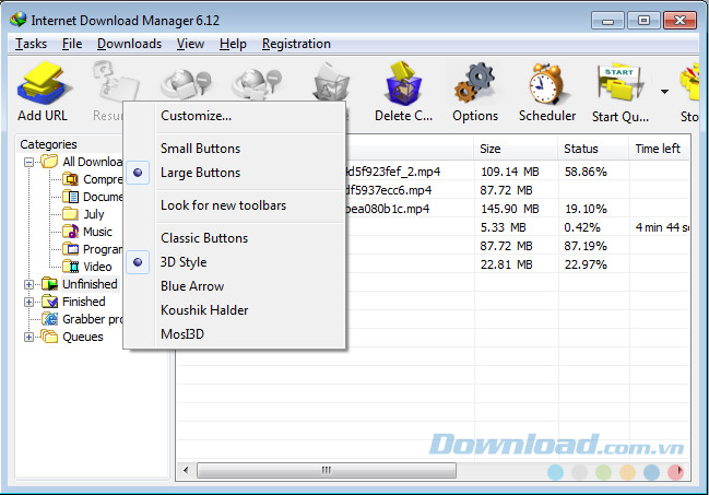 Chuột phải từ giao diện chính