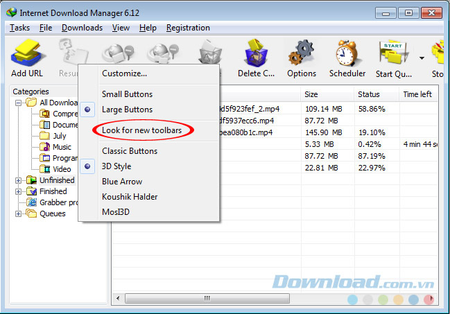 Look for new toolbars