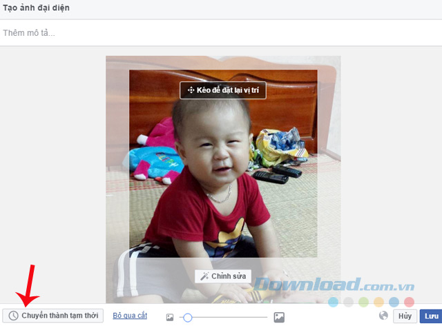 Chuyển thành avatar tạm thời