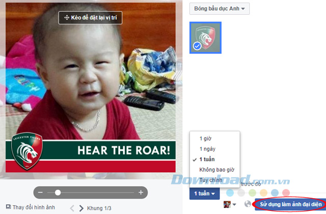Sử dụng làm ảnh đại diện Facebook