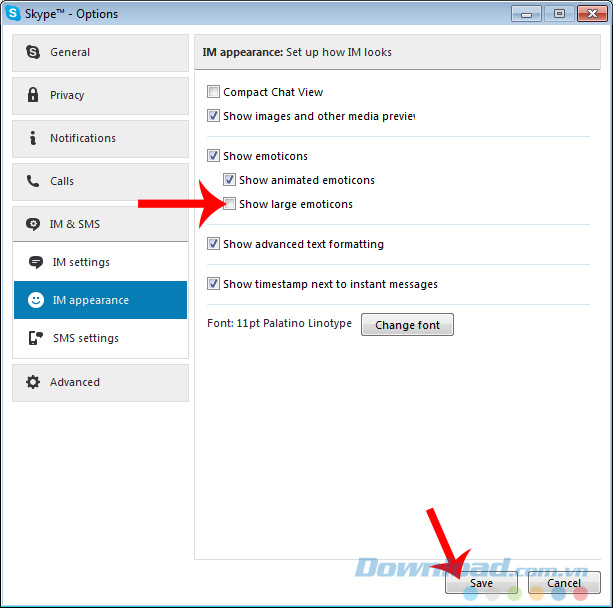 Show large emoticons