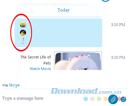 Biểu tượng emotion bị thu nhỏ