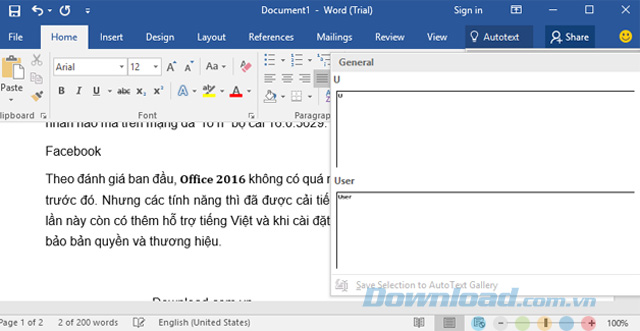 Chèn nội dung văn bản được lưu trước đó Chèn nội dung văn bản được lưu trước đó