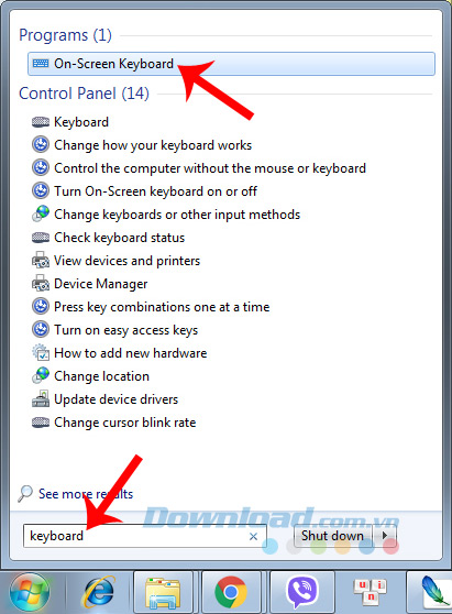 Mở bàn phím ảo Mở bàn phím ảo