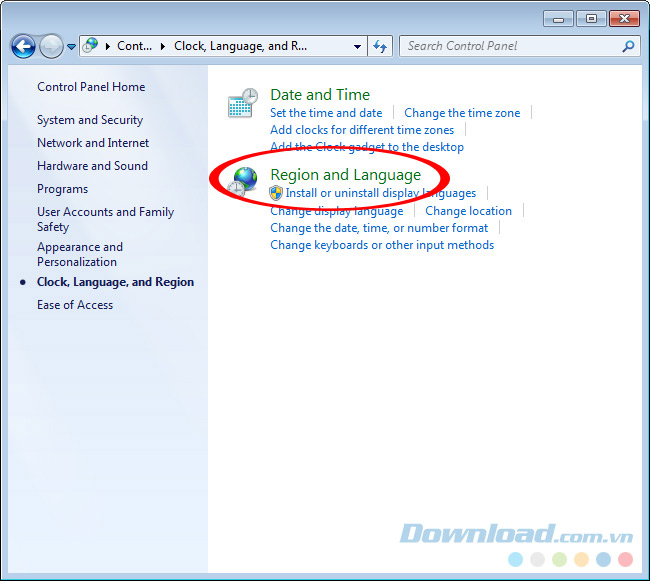 Chọn Region and Language Chọn Region and Language
