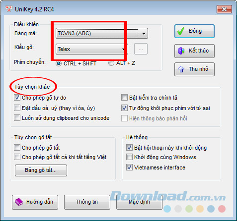 Thiết lập lại Unikey