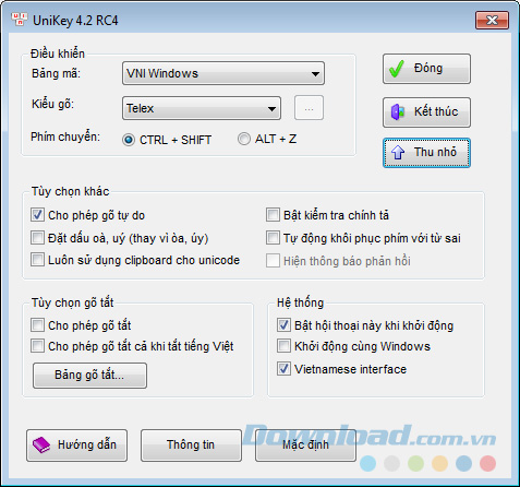 Giao diện UniKey Giao diện UniKey