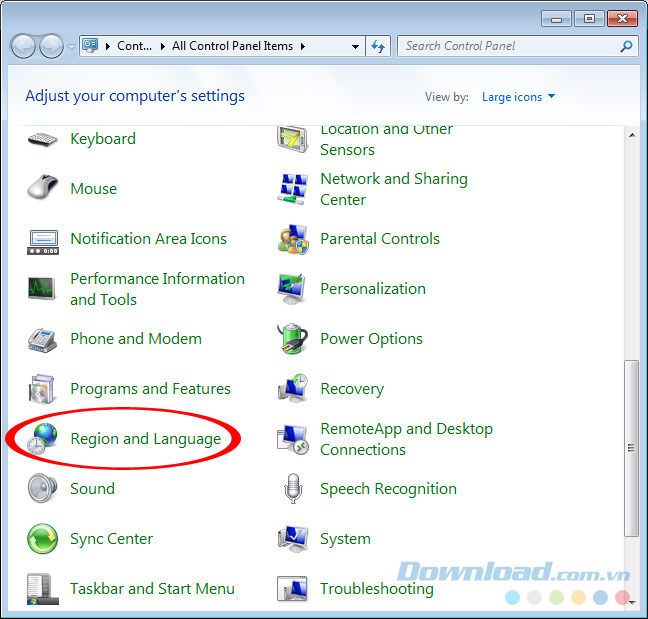 Chọn Region and Language Chọn Region and Language