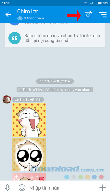 Nhấn vào biểu tượng Live Video Nhấn vào biểu tượng Live Video