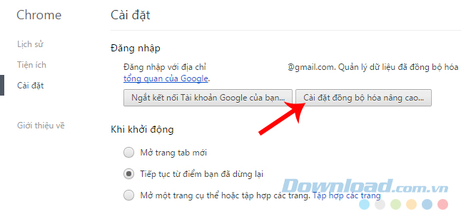 Cài đặt đồng bộ hóa