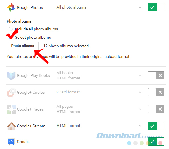 Click vào Photo albums
