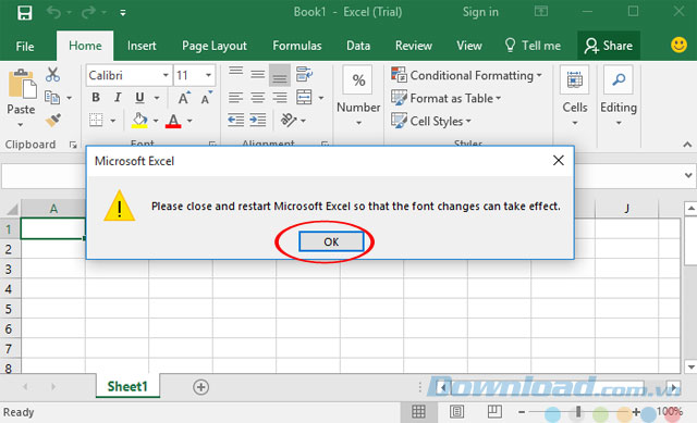 Khởi động lại Excel Khởi động lại Excel