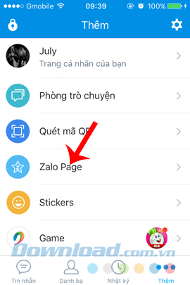 Zalo page