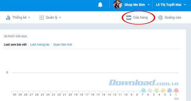 Nhấn vào phần Cửa hàng