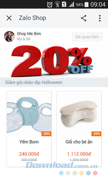 Giao diện giảm giá trên shop