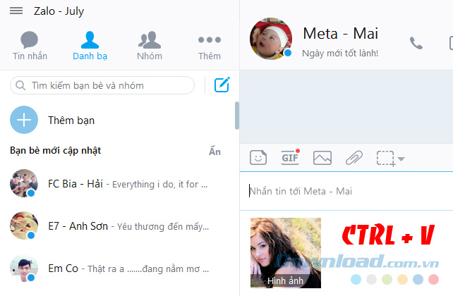 Ctrl + v để paste