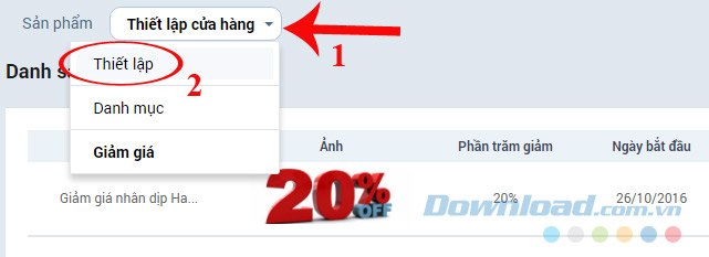 Thiết lập cửa hàng