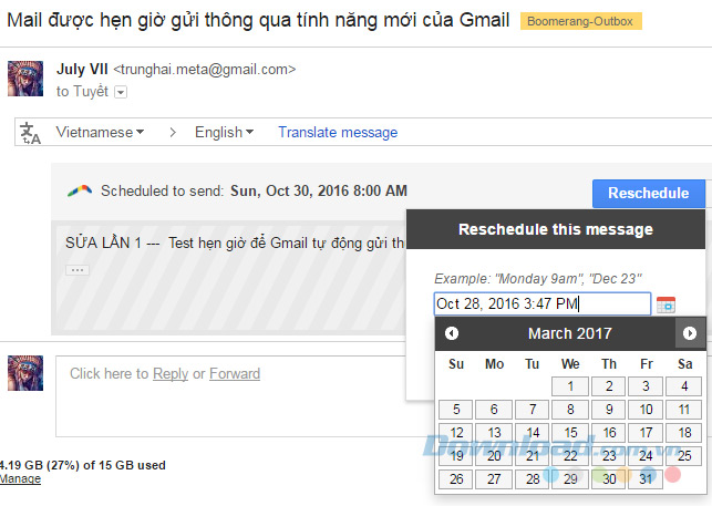 Nhập thời gian gửi mới Nhập thời gian gửi mới