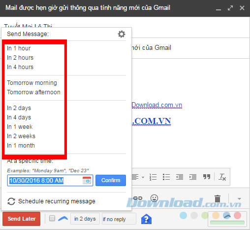 Hẹn giờ gửi Hẹn giờ gửi