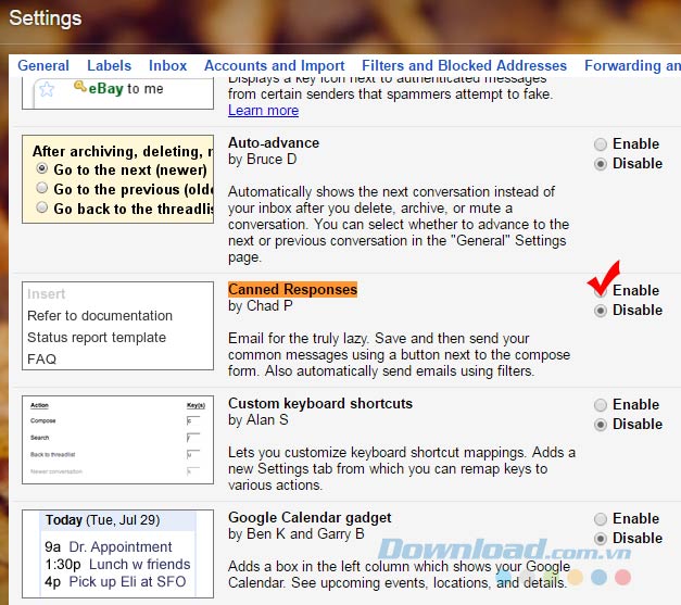 Tick vào Enable Tick vào Enable
