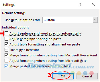 Bỏ chế độ tự động căn chỉnh khoảng cách chữ Bỏ chế độ tự động căn chỉnh khoảng cách chữ