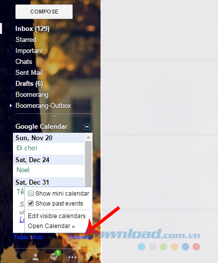 Chọn vào Options Chọn vào Options