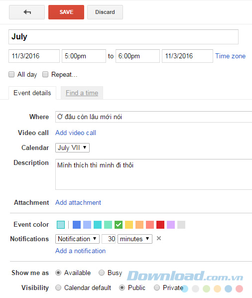 Tạo sự kiện mới Tạo sự kiện mới
