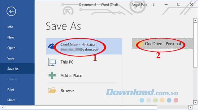 Lưu lên OneDrive Lưu lên OneDrive