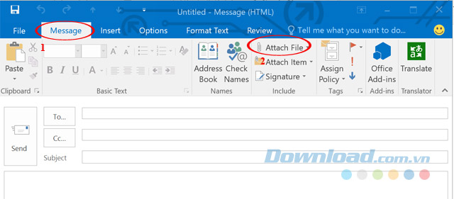 Đính kèm file và Outlook 2016 Đính kèm file và Outlook 2016