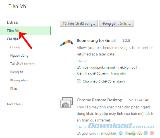Chọn Tiện ích Chọn Tiện ích