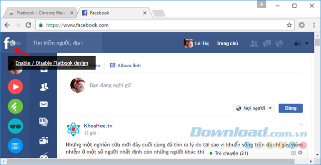 Bật tắt giao diện phẳng Bật tắt giao diện phẳng