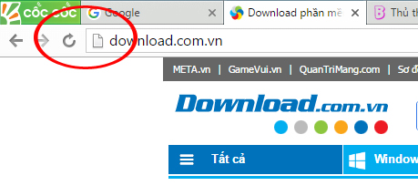 Cốc Cốc bị mất nút Home