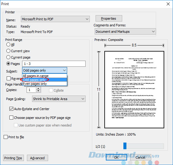 In trang PDF lẻ In trang PDF lẻ