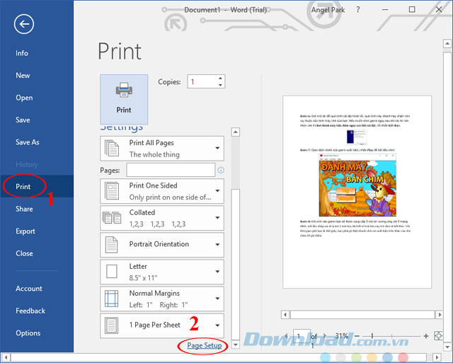 Page Setup Page Setup