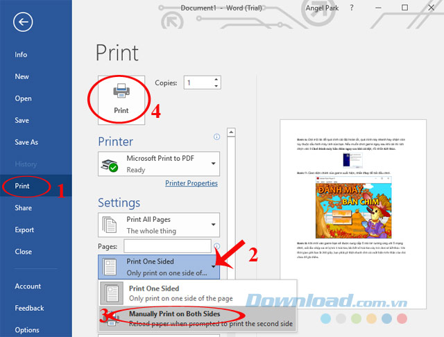 In 2 mặt Word 2016 In 2 mặt Word 2016