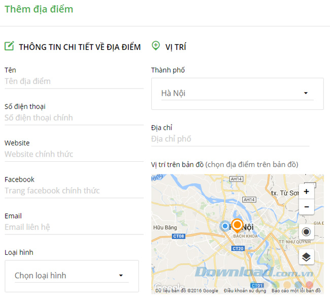 Thêm địa điểm Thêm địa điểm