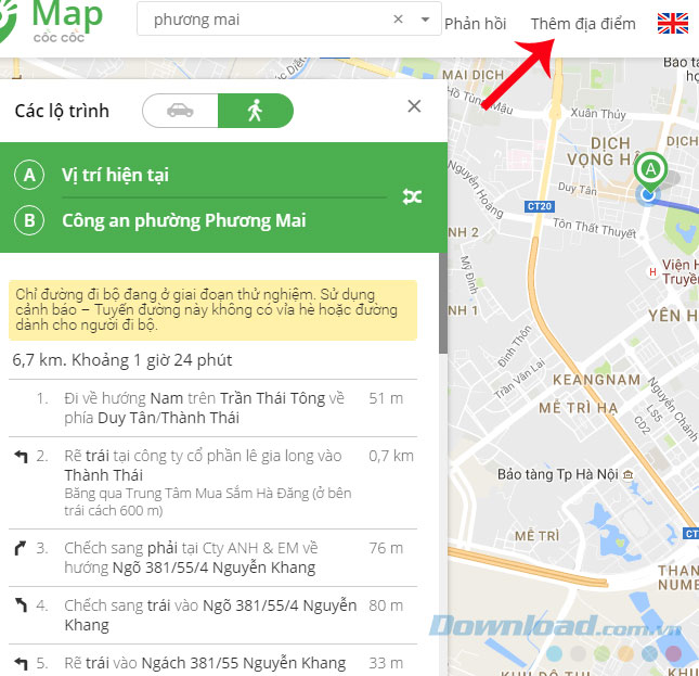Chỉ dẫn cụ thể đường đi Chỉ dẫn cụ thể đường đi