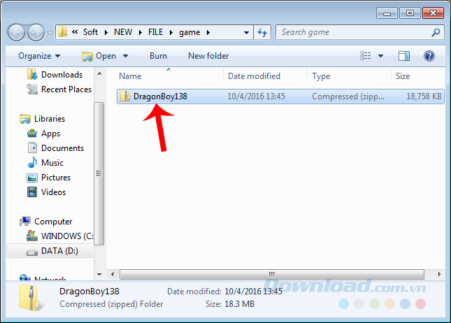 Giải nén file tải về