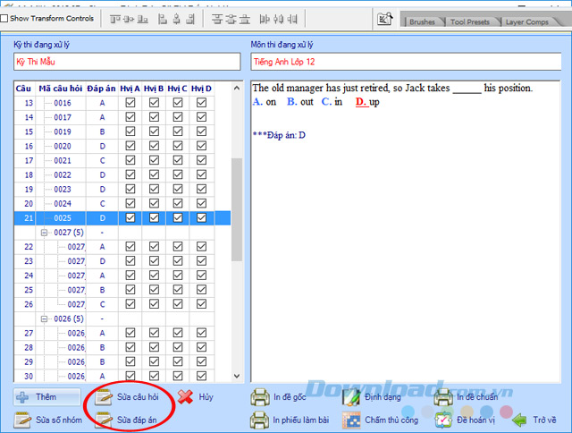 Sửa câu hỏi Sửa câu hỏi