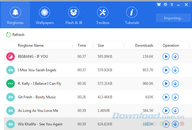 Đang cài nhạc chuông