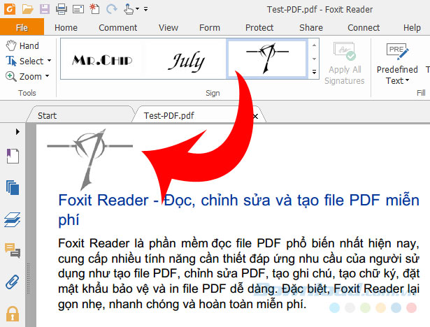 Kéo để dùng chữ ký